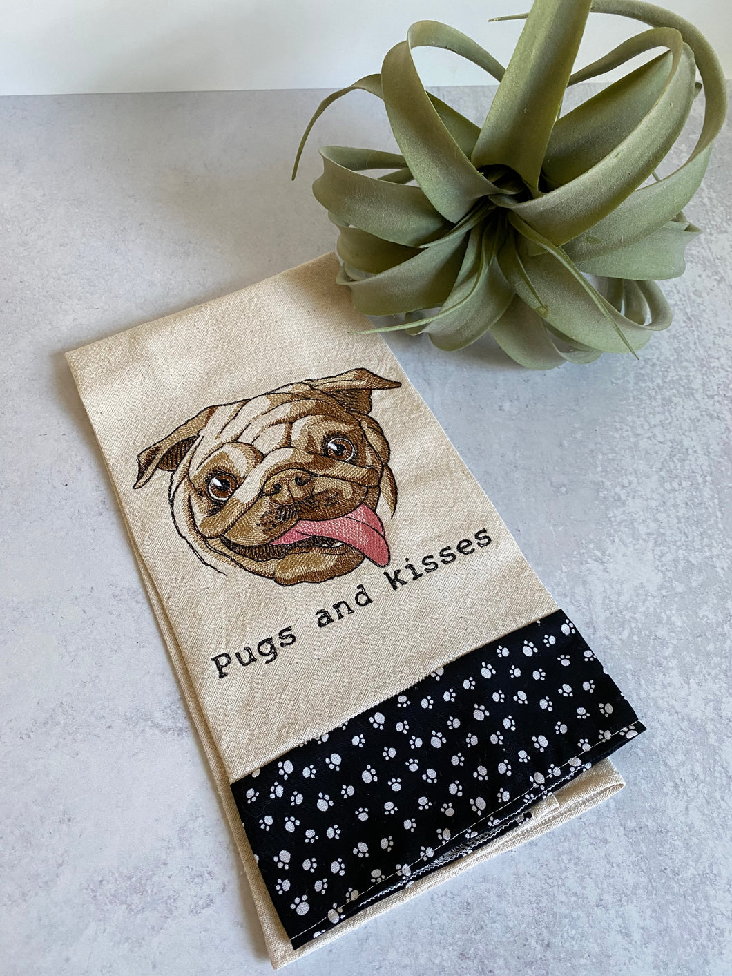 Pugs and Kisses Tea Towel