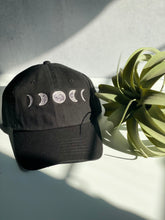 Load image into Gallery viewer, Phases of the Moon Black Relaxed Fit Hat
